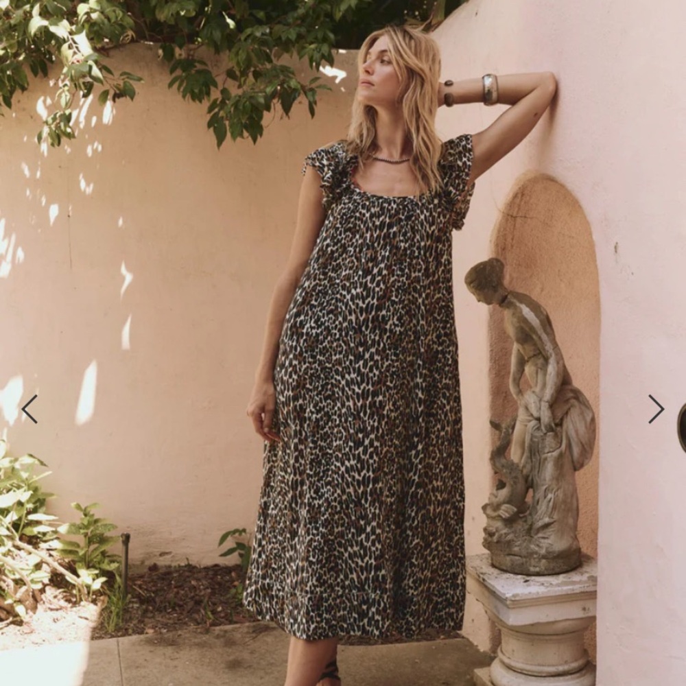 THE GREAT. Black and Tan Sleeveless Sundress